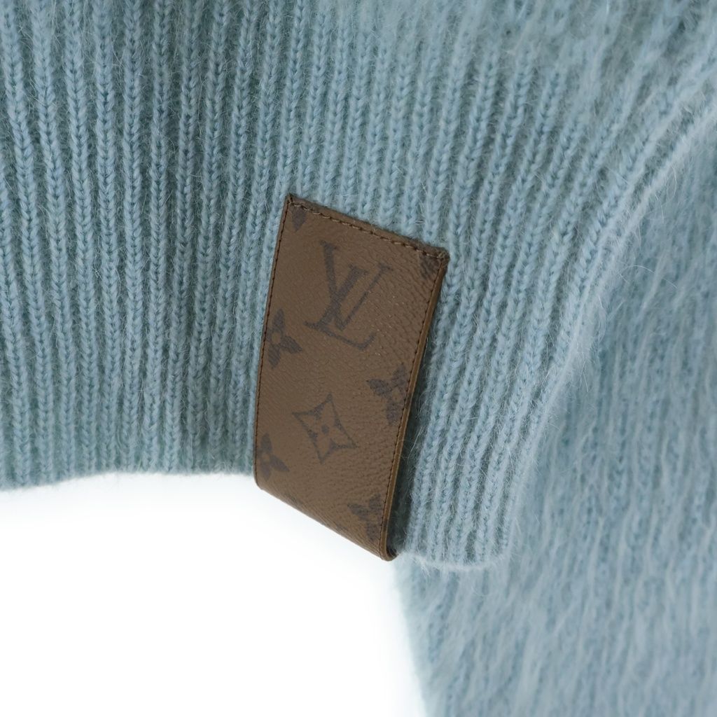 Louis Vuitton Monogram Patch Cropped High Neck Mohair Knit Sweater Light Blue — view 5