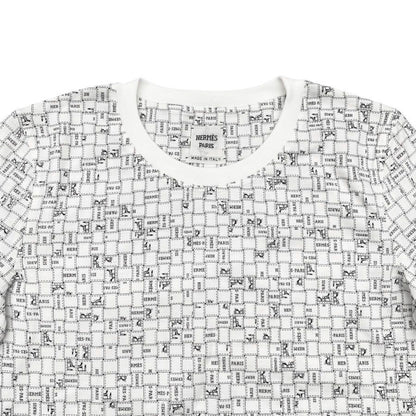 Hermes Short Sleeve T-Shirt Bolduc Check Micro 34 Cotton White Black — view 4