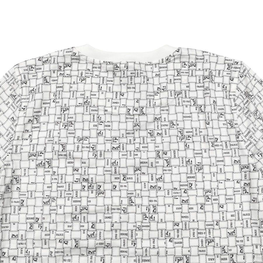 Hermes Short Sleeve T-Shirt Bolduc Check Micro 34 Cotton White Black — view 6