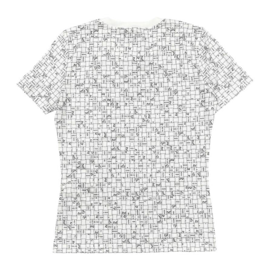Hermes Short Sleeve T-Shirt Bolduc Check Micro 34 Cotton White Black — view 3
