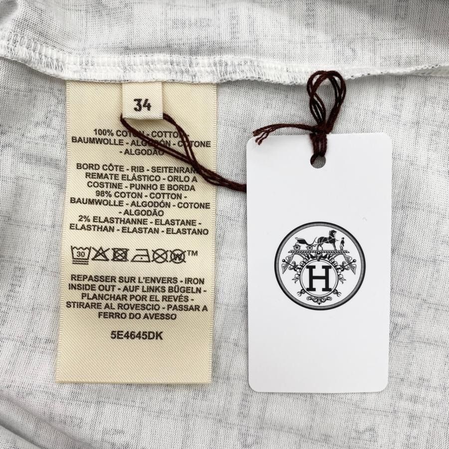 Hermes Short Sleeve T-Shirt Bolduc Check Micro 34 Cotton White Black — view 9