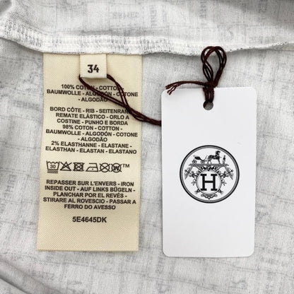 Hermes Short Sleeve T-Shirt Bolduc Check Micro 34 Cotton White Black — view 9