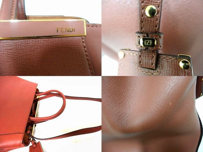 Fendi Toujour Shoulder Bag Leather Light Red Gold — view 4