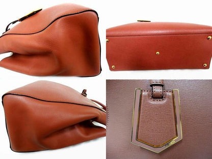 Fendi Toujour Shoulder Bag Leather Light Red Gold — view 3