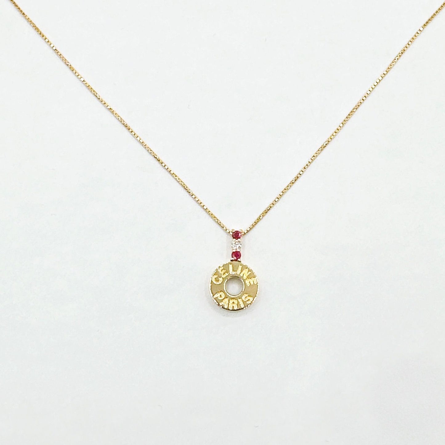 Celine Ruby Diamond Yellow Gold Necklace 42 cm — view 5