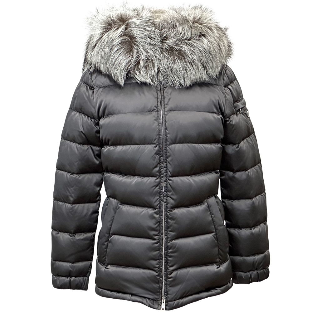 Prada Down Jacket Triangle Logo Nylon Gray L 40 — view 3