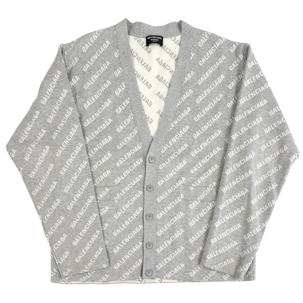 Balenciaga Cardigan Wool Gray White L Oversize Street