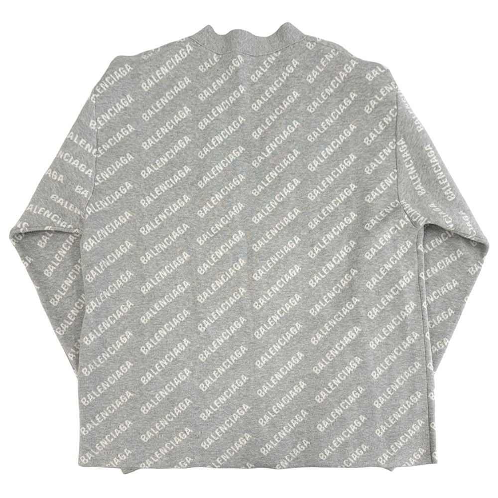 Balenciaga Cardigan Wool Gray White L Oversize Street — view 2