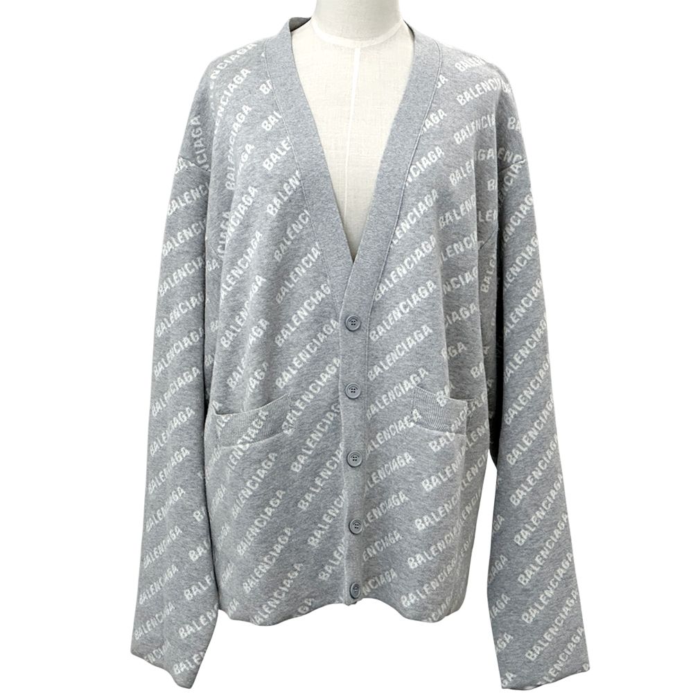 Balenciaga Cardigan Wool Gray White L Oversize Street — view 6