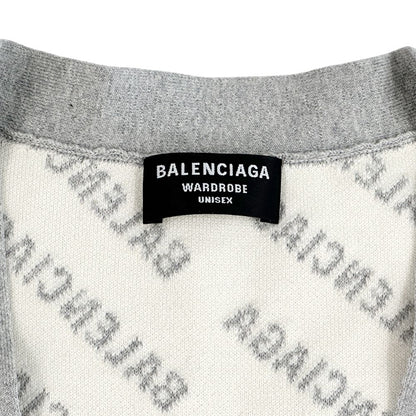 Balenciaga Cardigan Wool Gray White L Oversize Street — view 3