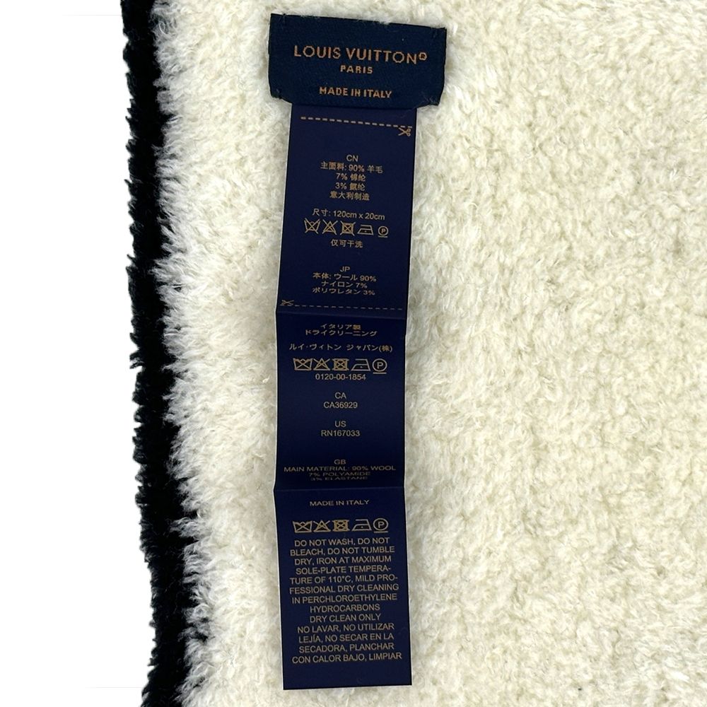 Louis Vuitton Scarf Shawl Wool Nylon Urethane Comfit Black White Winter Fluffy — view 4