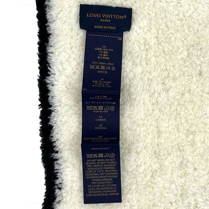Louis Vuitton Scarf Shawl Wool Nylon Urethane Comfit Black White Winter Fluffy — view 4