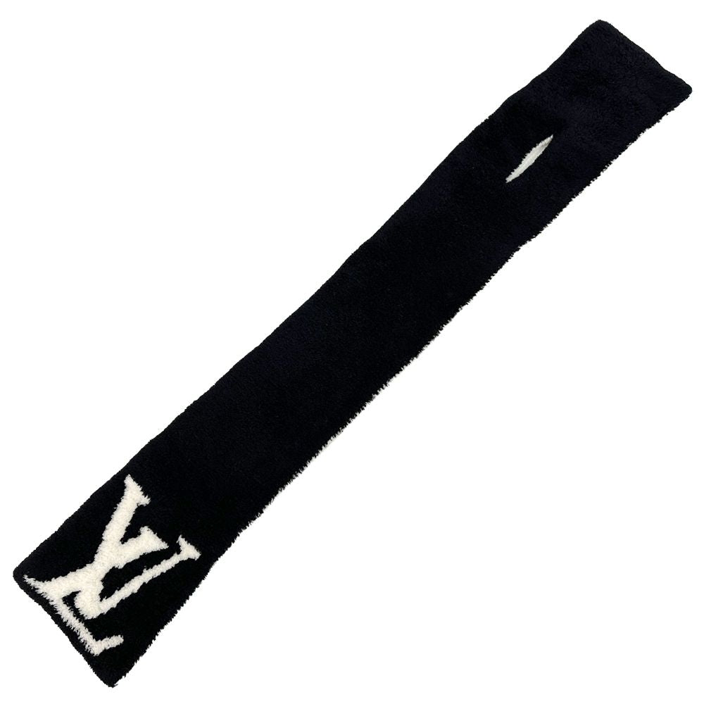 Louis Vuitton Scarf Shawl Wool Nylon Urethane Comfit Black White Winter Fluffy — view 3