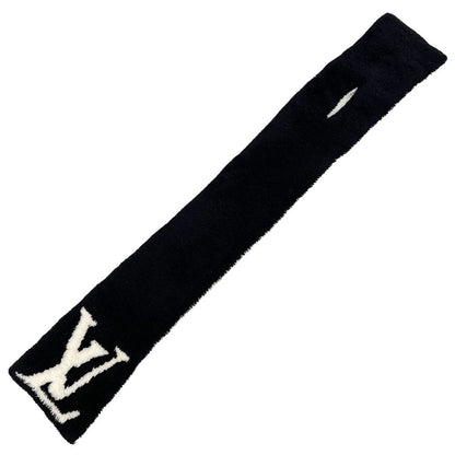 Louis Vuitton Scarf Shawl Wool Nylon Urethane Comfit Black White Winter Fluffy — view 3
