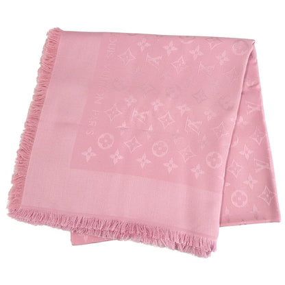 Louis Vuitton Scarf Shawl Monogram Silk Wool Rose Poudre