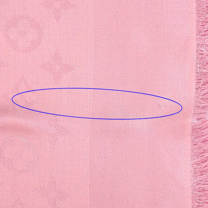 Louis Vuitton Scarf Shawl Monogram Silk Wool Rose Poudre — view 5