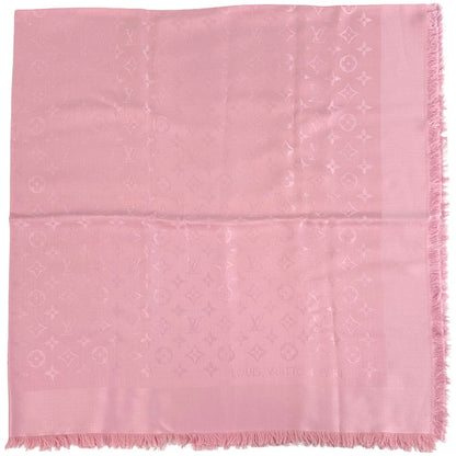 Louis Vuitton Scarf Shawl Monogram Silk Wool Rose Poudre — view 2