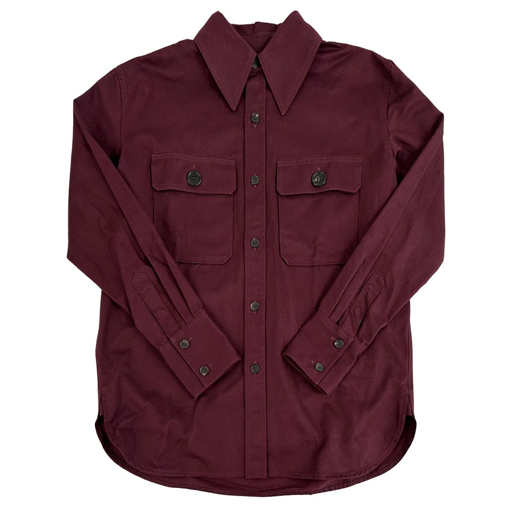 Saint Laurent Shirt Long Sleeve Cotton Bordeaux XS 34 Simple Mode Pretty