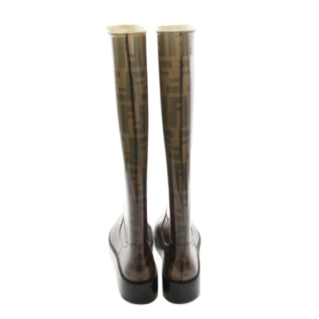 Fendi Zucca Pattern Rain Boots 37 Brown Khaki YM — view 4