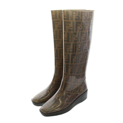 Fendi Zucca Pattern Rain Boots 37 Brown Khaki YM