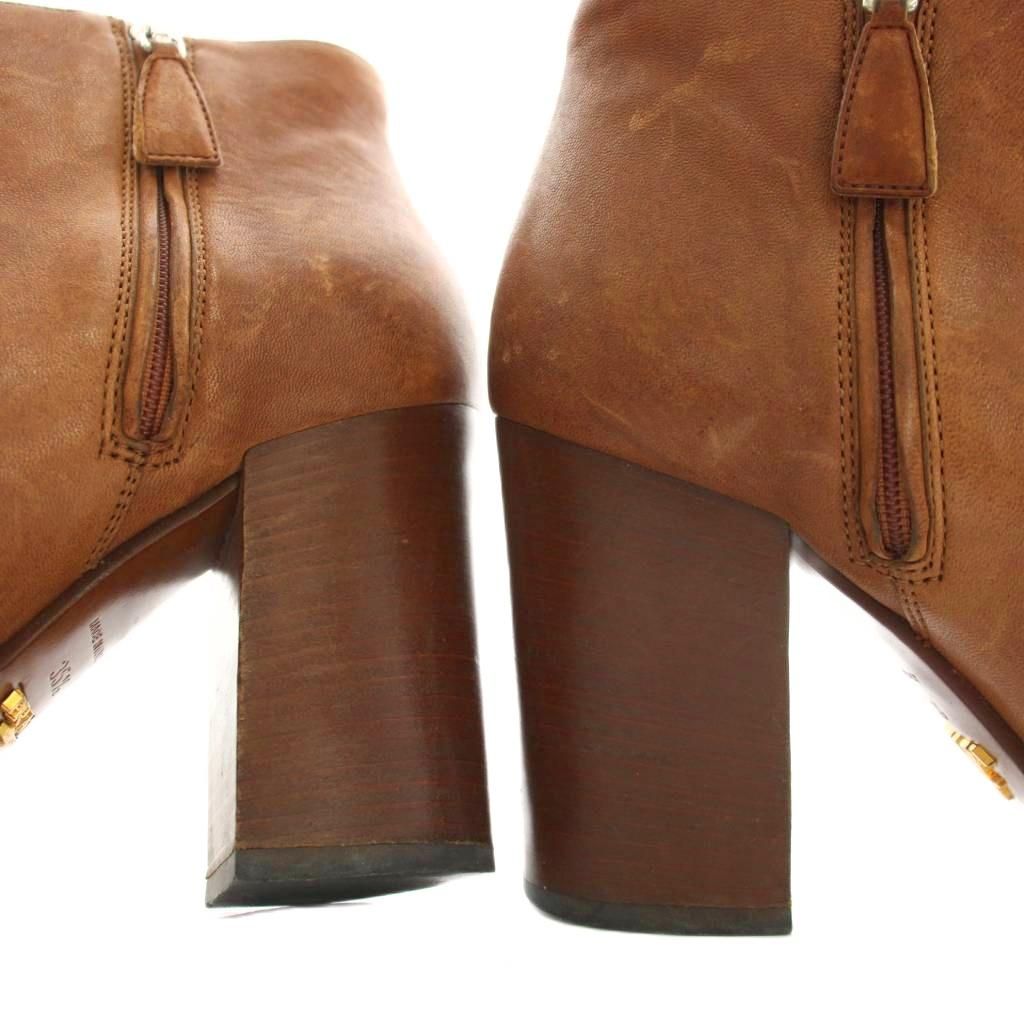 Prada Short Boots Ankle Leather 35.5 Brown YM — view 6