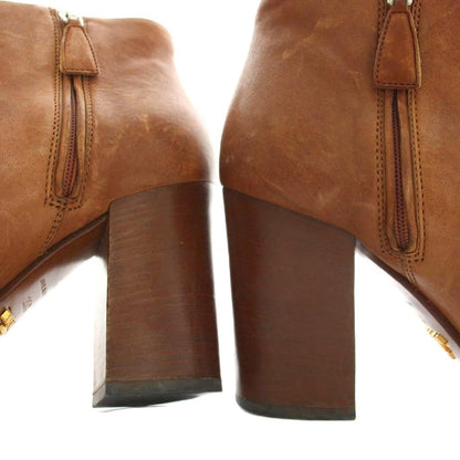 Prada Short Boots Ankle Leather 35.5 Brown YM — view 6