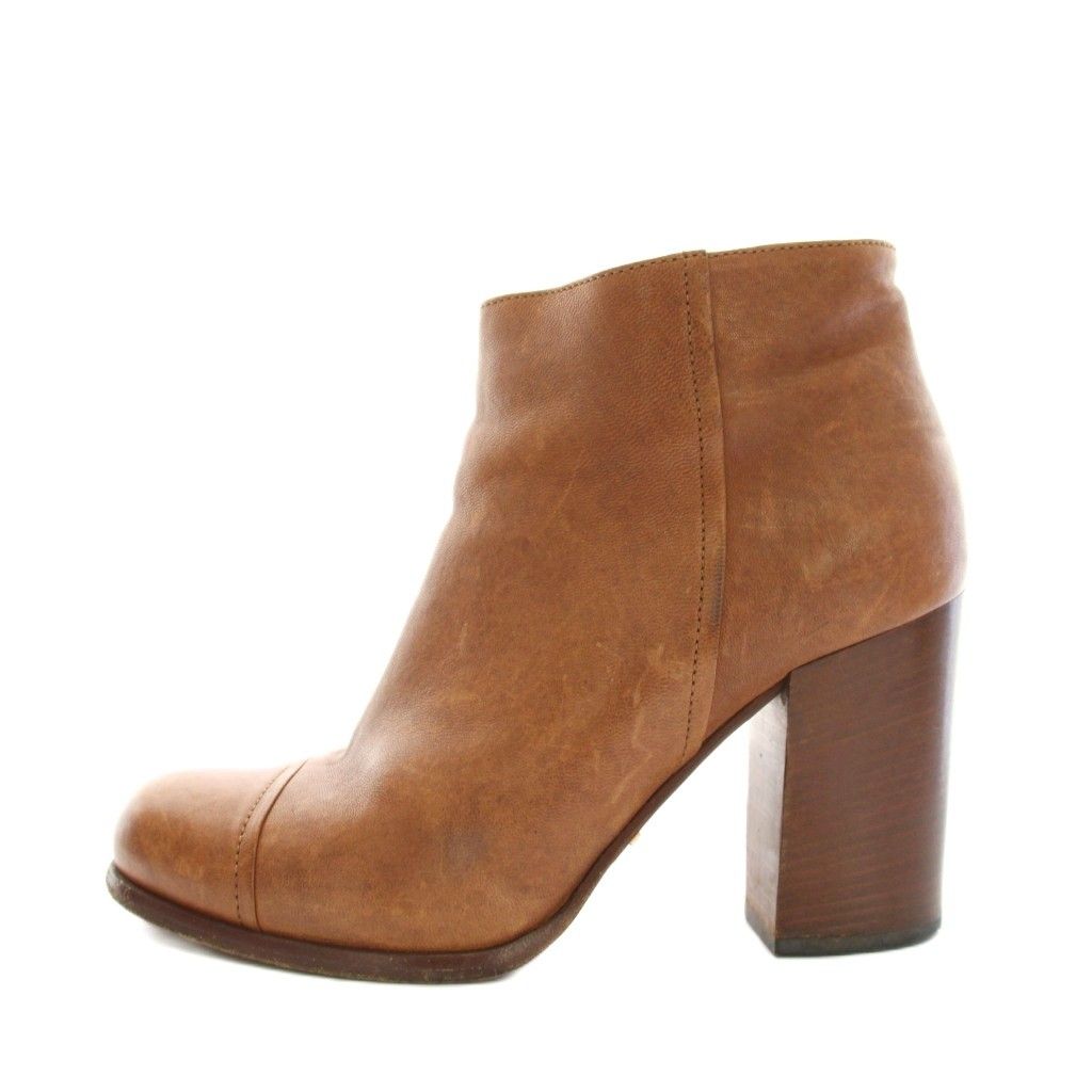 Prada Short Boots Ankle Leather 35.5 Brown YM — view 2