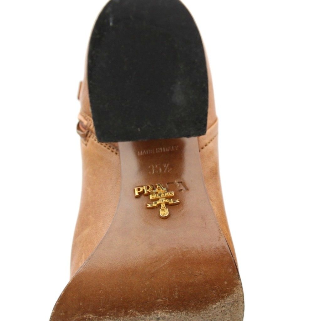 Prada Short Boots Ankle Leather 35.5 Brown YM — view 7