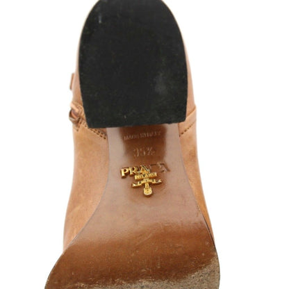 Prada Short Boots Ankle Leather 35.5 Brown YM — view 7