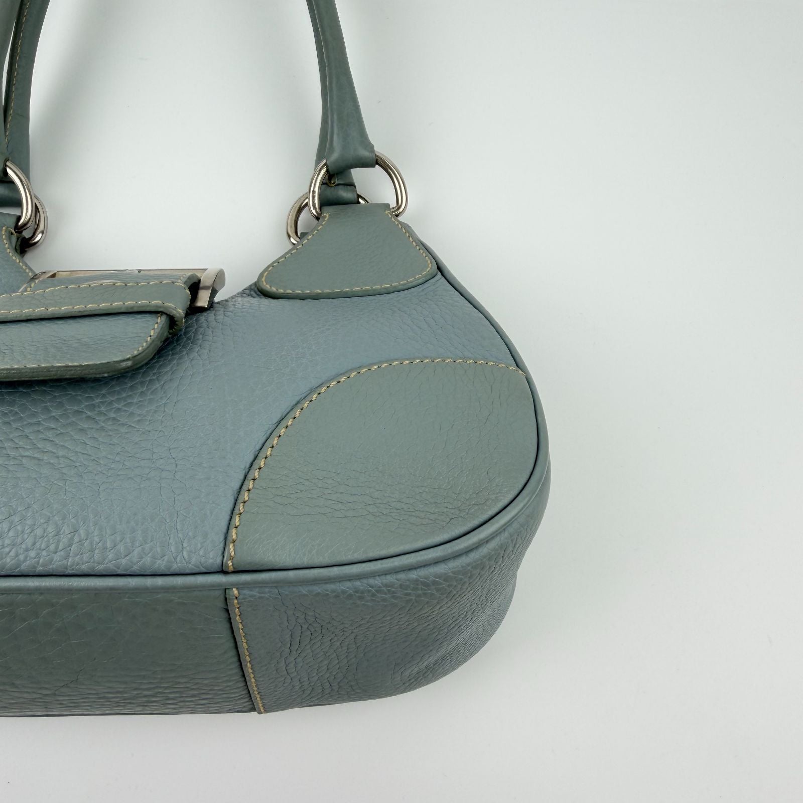 Prada Shoulder Bag Ho Bo Blue Leather Vintage Zi — view 7
