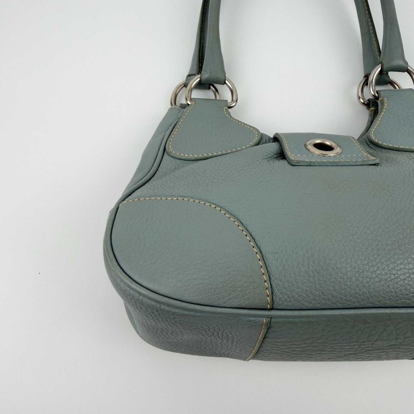 Prada Shoulder Bag Ho Bo Blue Leather Vintage Zi — view 8