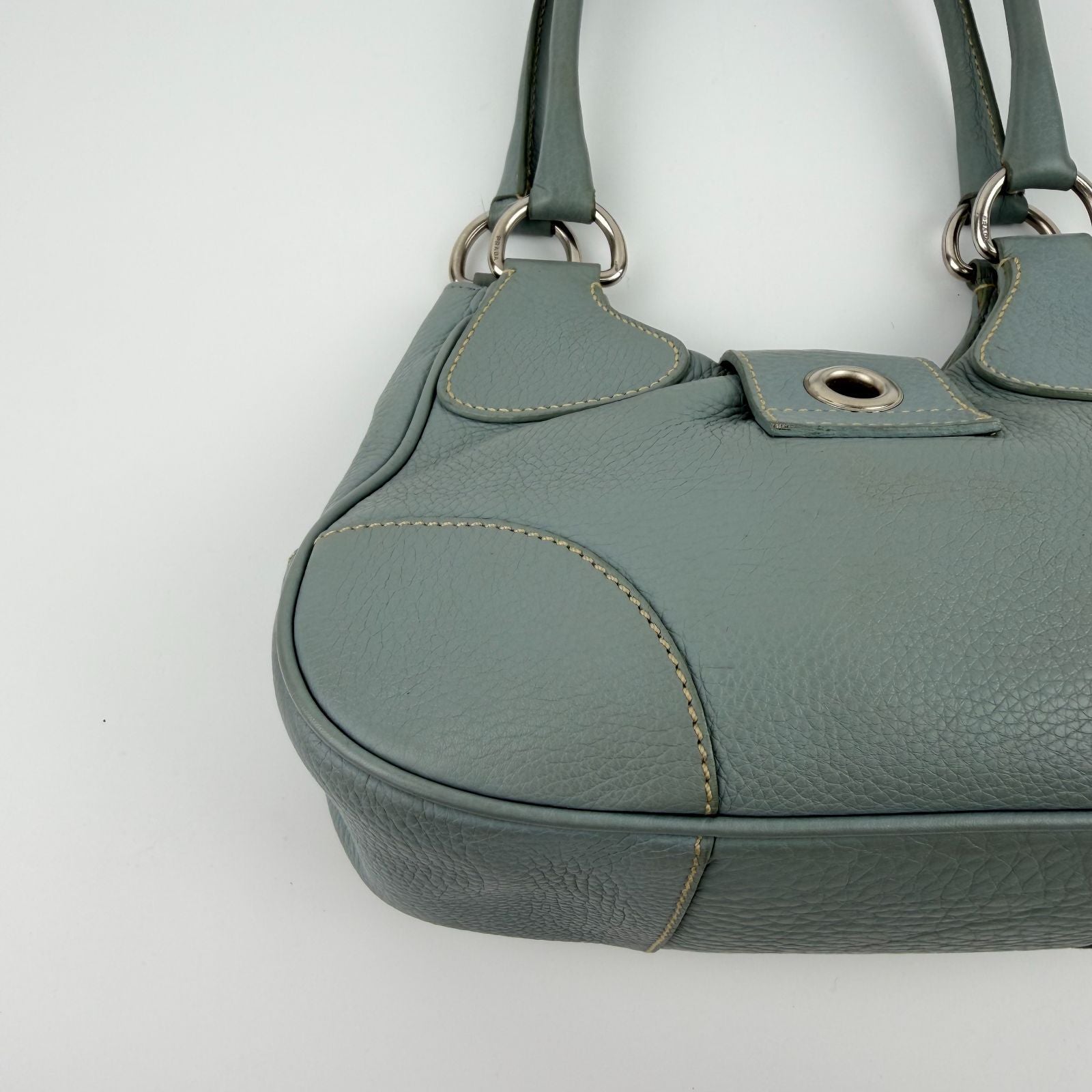 Prada Shoulder Bag Ho Bo Blue Leather Vintage Zi — view 8
