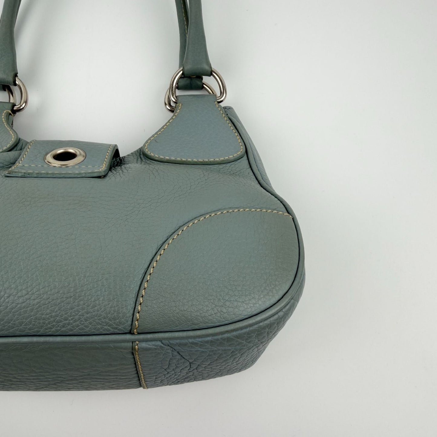 Prada Shoulder Bag Ho Bo Blue Leather Vintage Zi — view 9