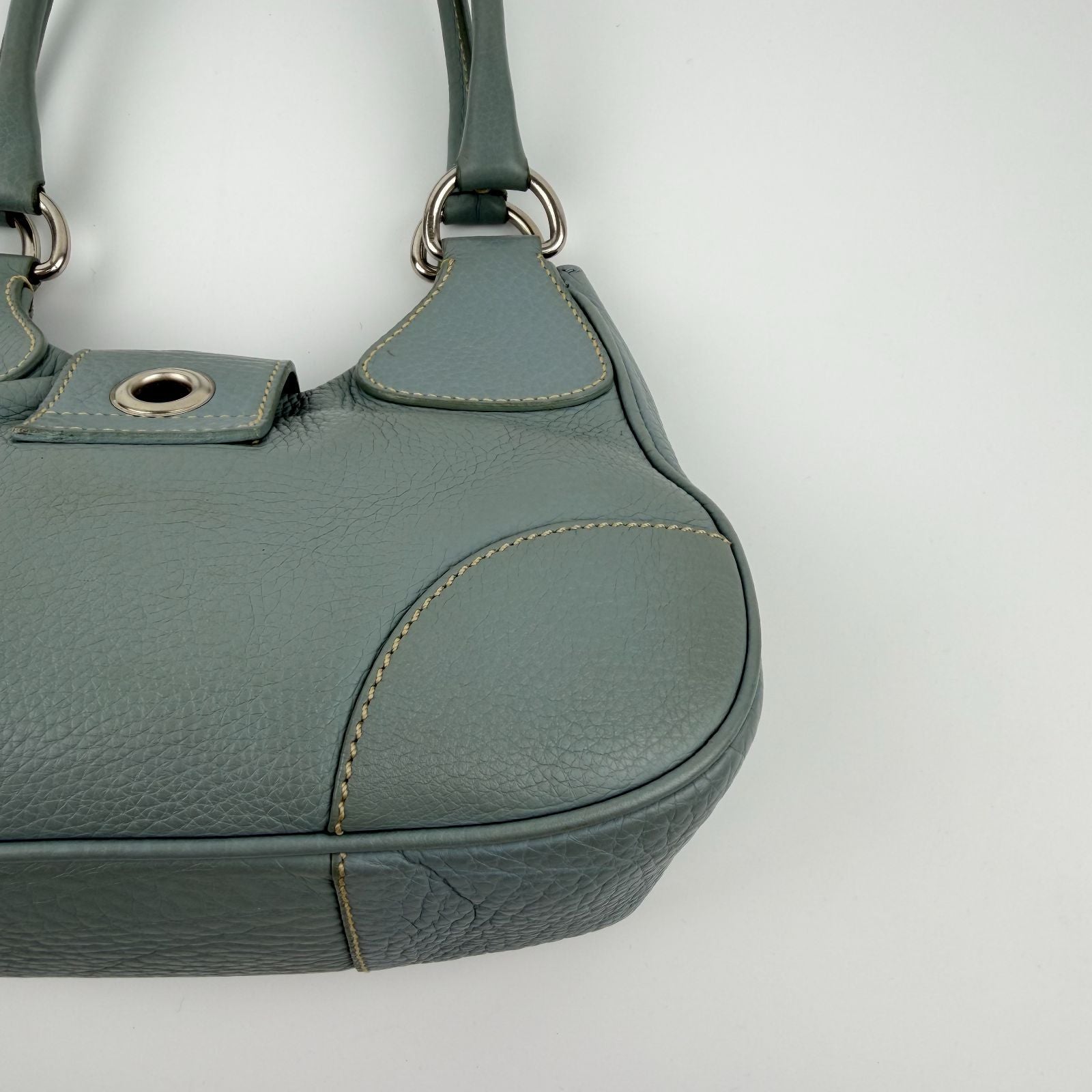 Prada Shoulder Bag Ho Bo Blue Leather Vintage Zi — view 9