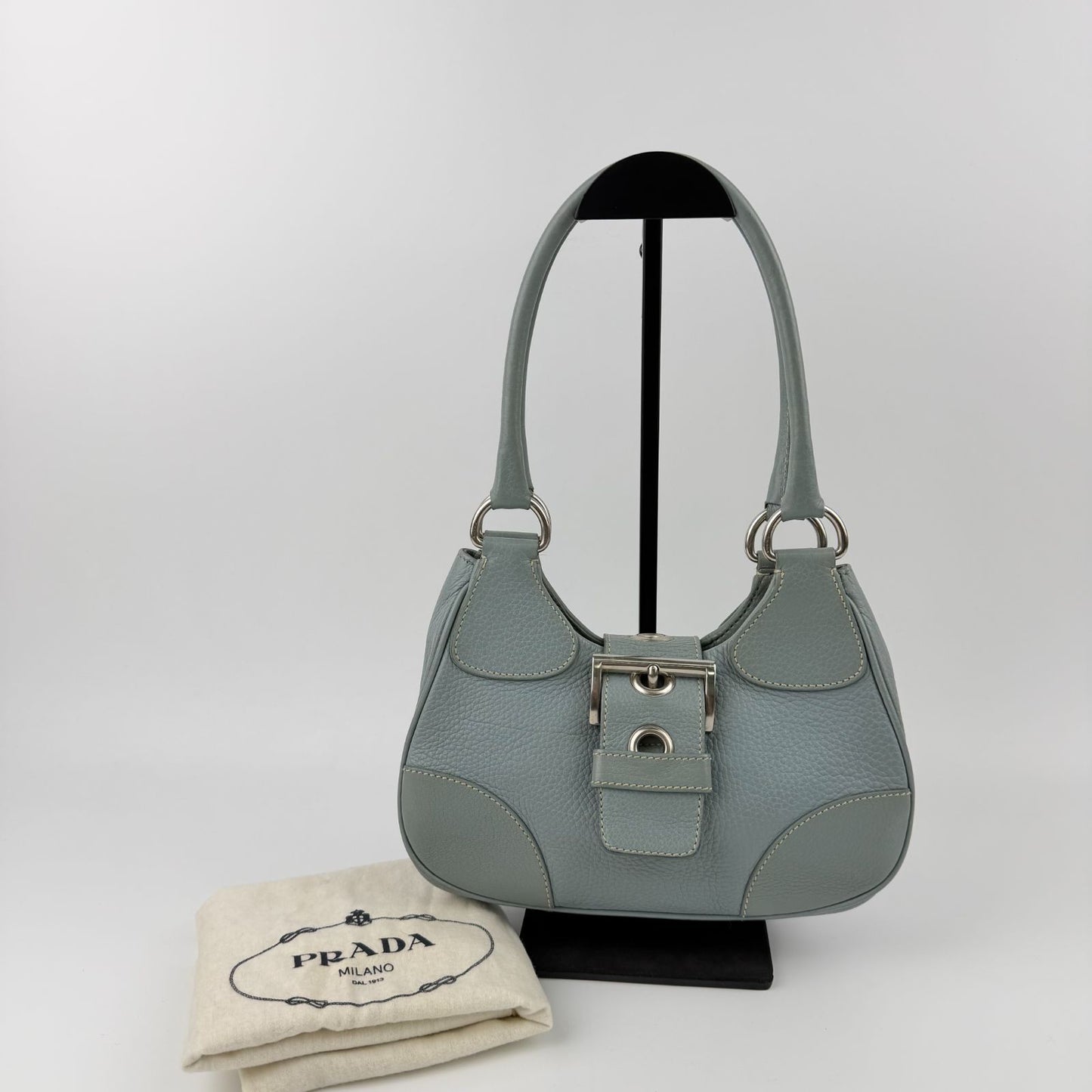 Prada Shoulder Bag Ho Bo Blue Leather Vintage Zi