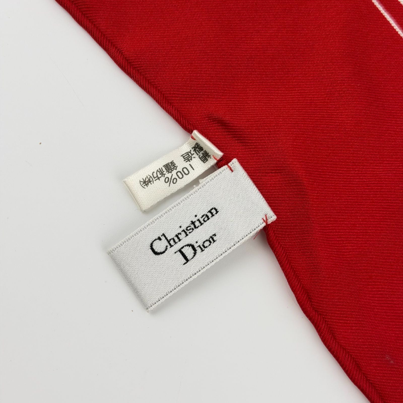 Dior Scarf Red Silk Vintage — view 7