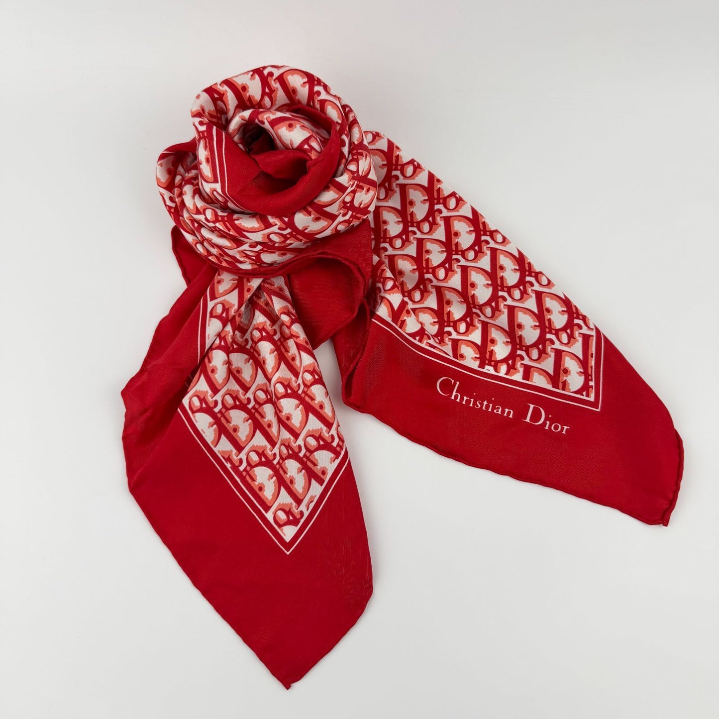 Dior Scarf Red Silk Vintage — view 2