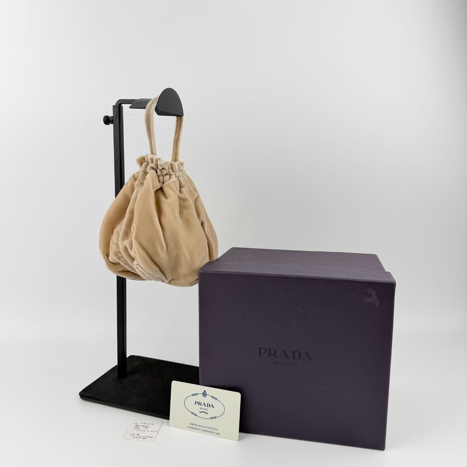 Prada Handbag Beige Velour Vintage