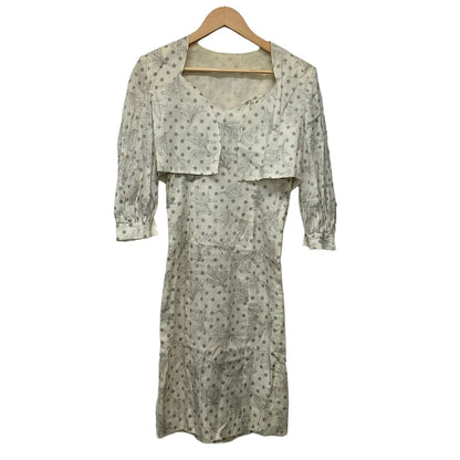 Dior Dress Suit Ivory Gray Floral Pattern Dot Shoulder Pad