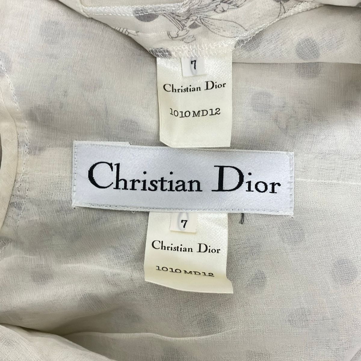 Dior Dress Suit Ivory Gray Floral Pattern Dot Shoulder Pad — view 4
