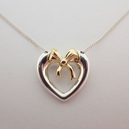 Tiffany & Co 925 750 Heart Ribbon Pendant Necklace — view 5