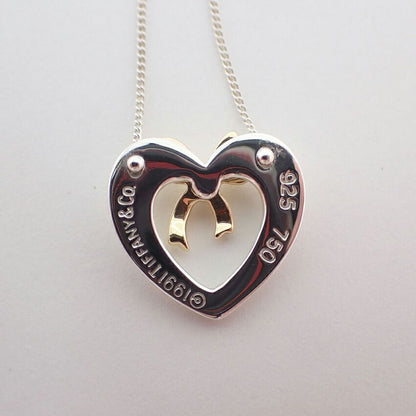 Tiffany & Co 925 750 Heart Ribbon Pendant Necklace — view 6