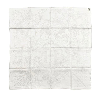 Hermes Silk Scarf Carre 90 Please Hold the Line 11 White Rose Nacre Vert Gray — view 2