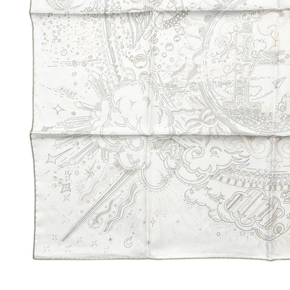Hermes Silk Scarf Carre 90 Please Hold the Line 11 White Rose Nacre Vert Gray — view 5