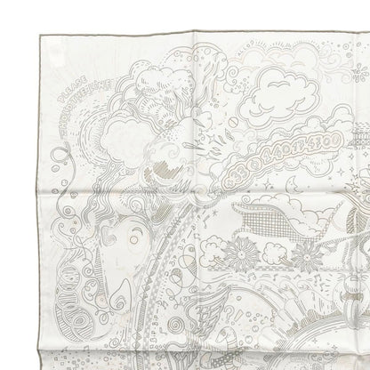 Hermes Silk Scarf Carre 90 Please Hold the Line 11 White Rose Nacre Vert Gray — view 3