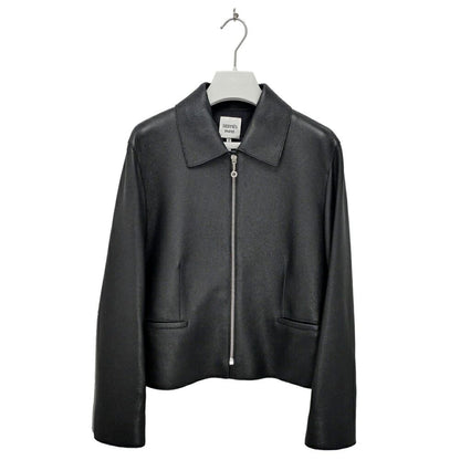 Hermes Jacket Leather Black 40 Rayon Silk