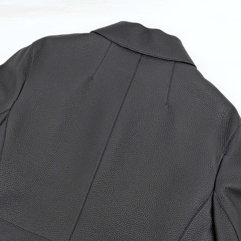 Hermes Jacket Leather Black 40 Rayon Silk — view 7