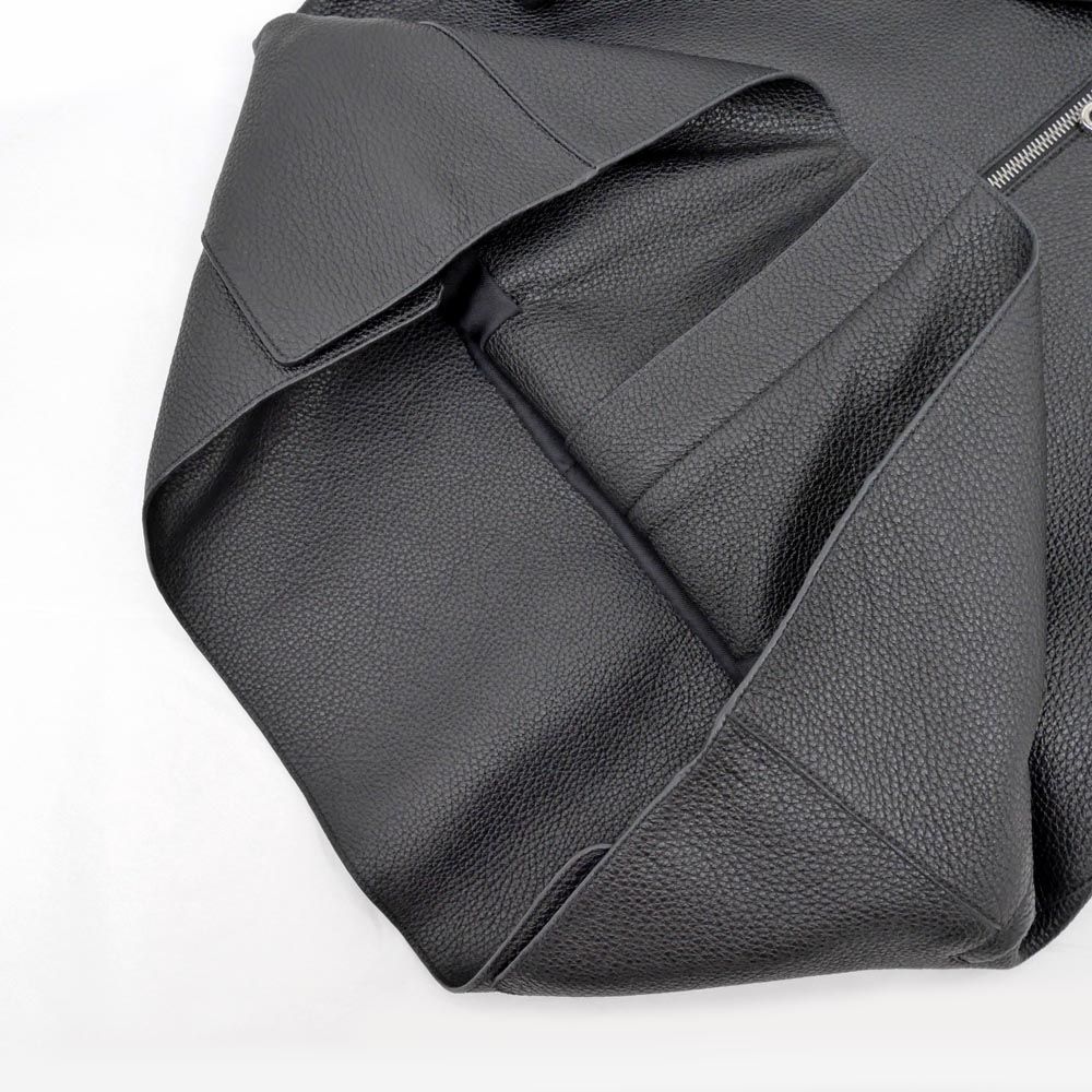 Hermes Jacket Leather Black 40 Rayon Silk — view 6