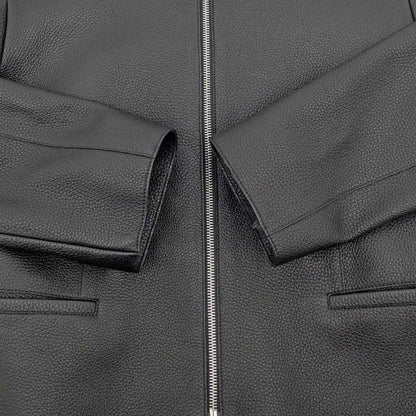 Hermes Jacket Leather Black 40 Rayon Silk — view 4