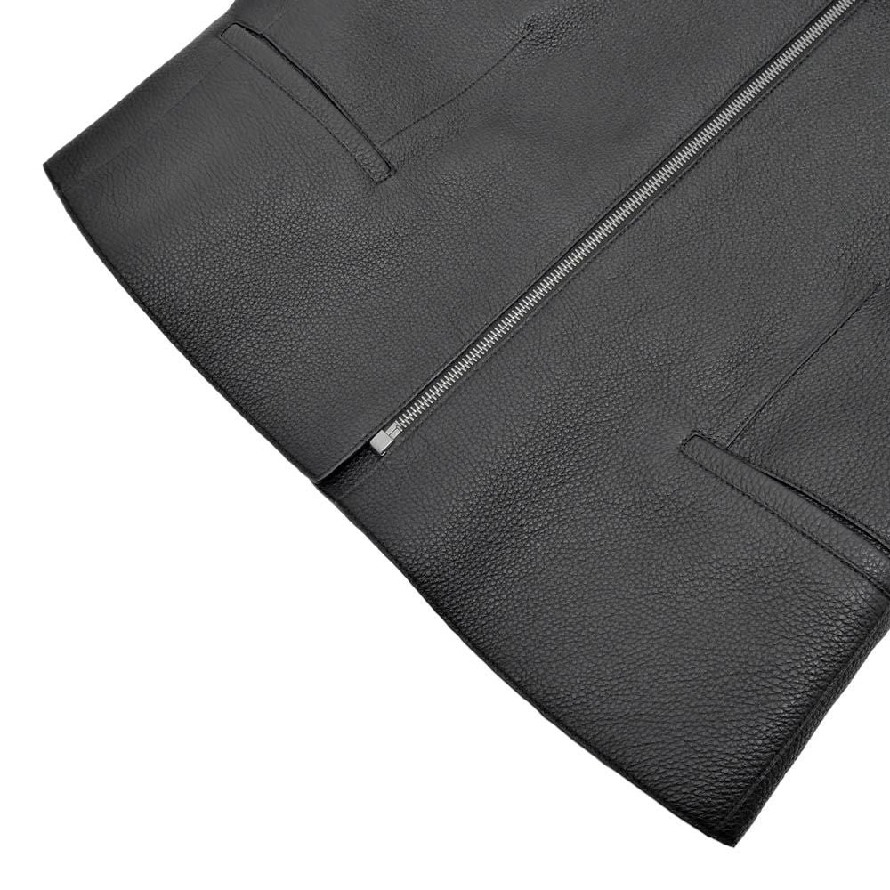 Hermes Jacket Leather Black 40 Rayon Silk — view 5